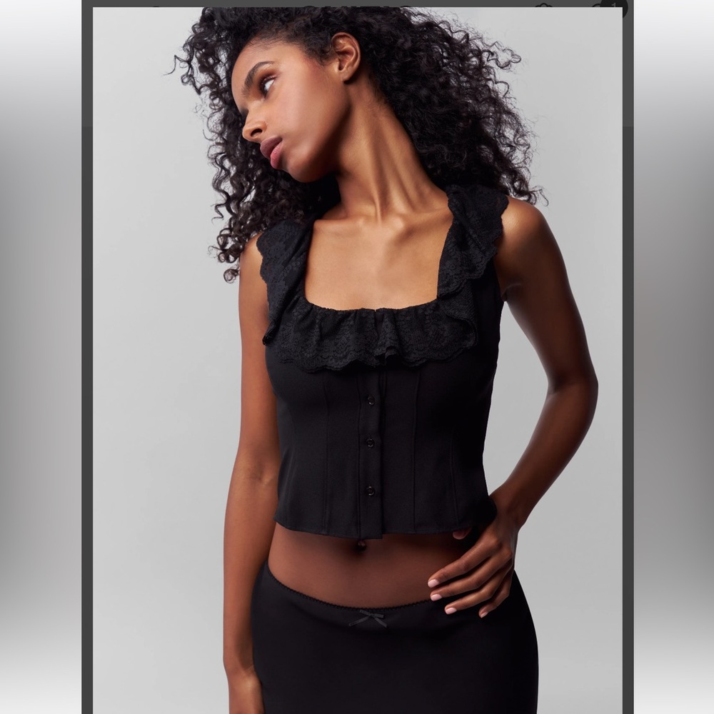 Guizio Paloma Lace Top - Black - size XS